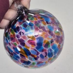 Handblown Multicolor Glass Orb Decorative Art (Blue,Purple,Orange White)